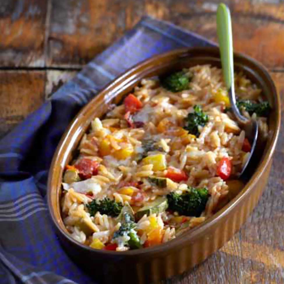 Vegetable Casserole (giouvetsi) with broccoli